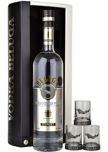 Beluga Noble Vodka 0,7l bőr+3pohár