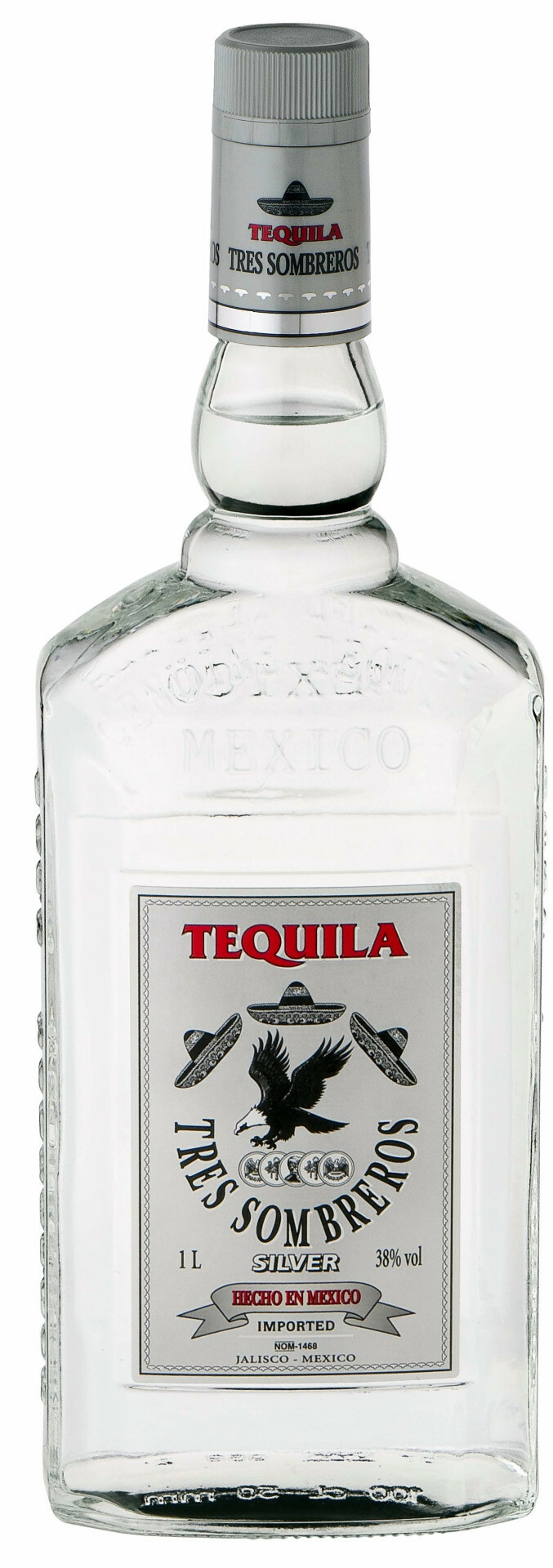 Tres Sombreros Silver Tequila 1l DRS