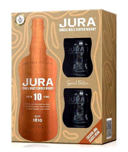Jura 10 éves Skót Single Malt Whisky 0.7l +2pohár DRS