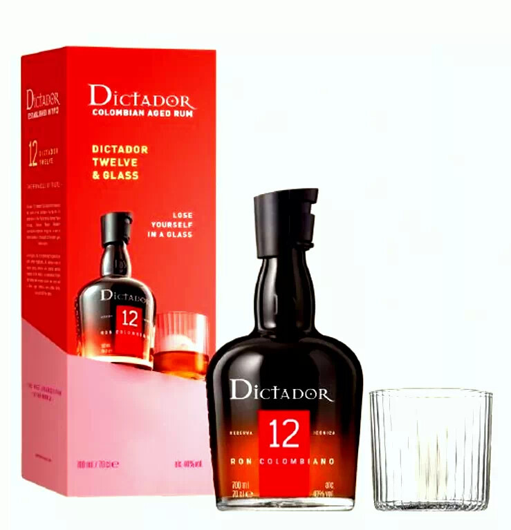 Dictador 12 éves Rum + pohár 0.7l
